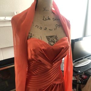 Long orange satin dress